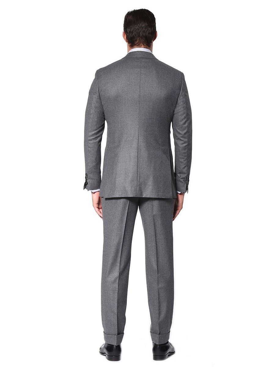 (product) Steel Grey Flannel Bespoke Suit, back view