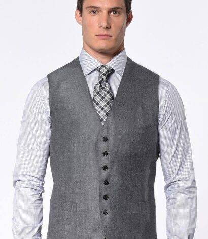 (product) Steel Grey Flannel Bespoke Vest