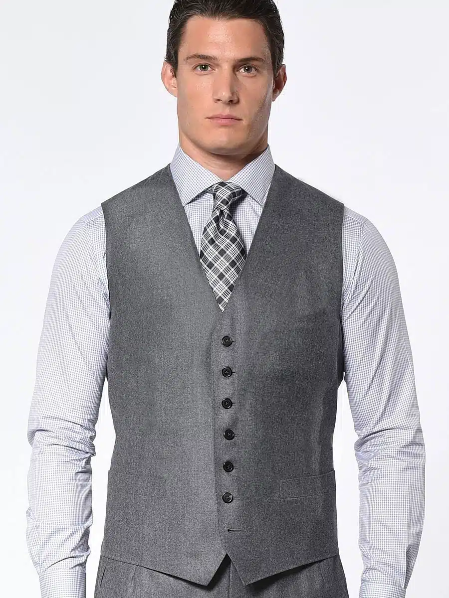 (product) Steel Grey Flannel Bespoke Vest