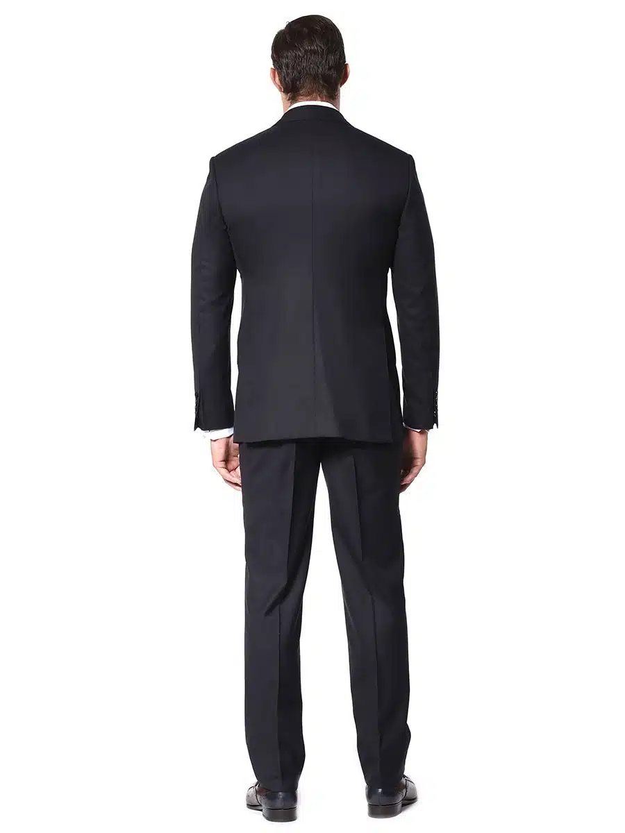 (product) Dark Navy Blue Bespoke Suit, back view