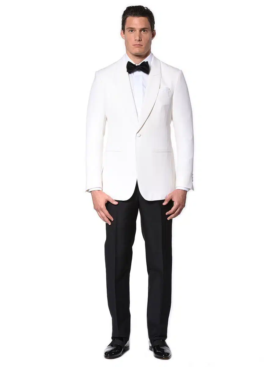(product) Ivory Barathea Classic Bespoke Dinner Jacket, full front view