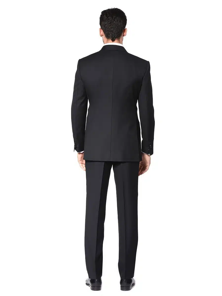 (product) Black Classic Satin Bespoke Tuxedo, back view
