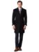 (product) Midnight Blue Overcoat, full-length front view with suit layering