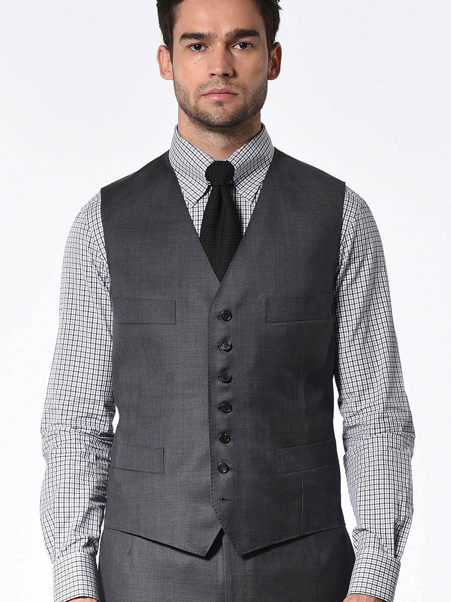 (product) Charcoal Pick & Pick Signature 7-Button Vest