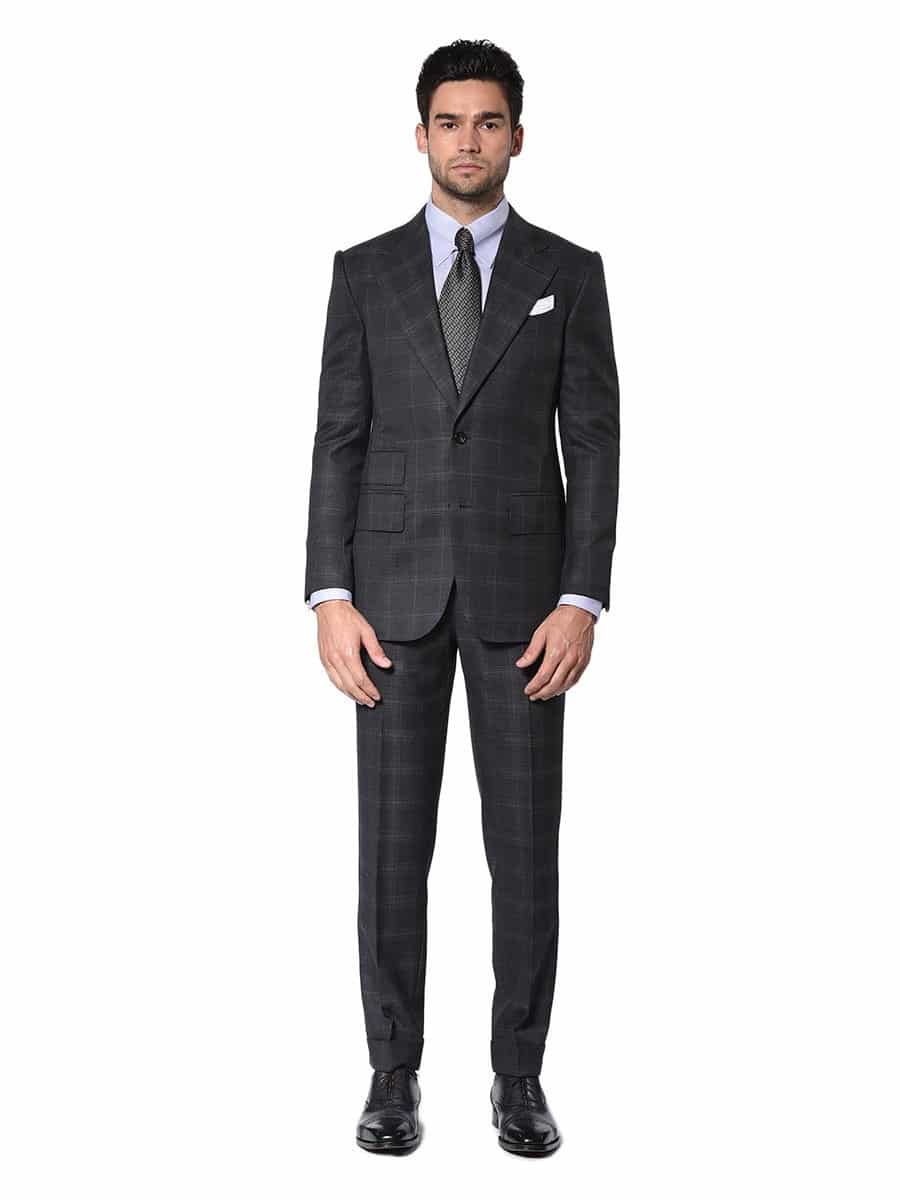 Charcoal Complex Windowpane Bespoke Suit | Michael Andrews