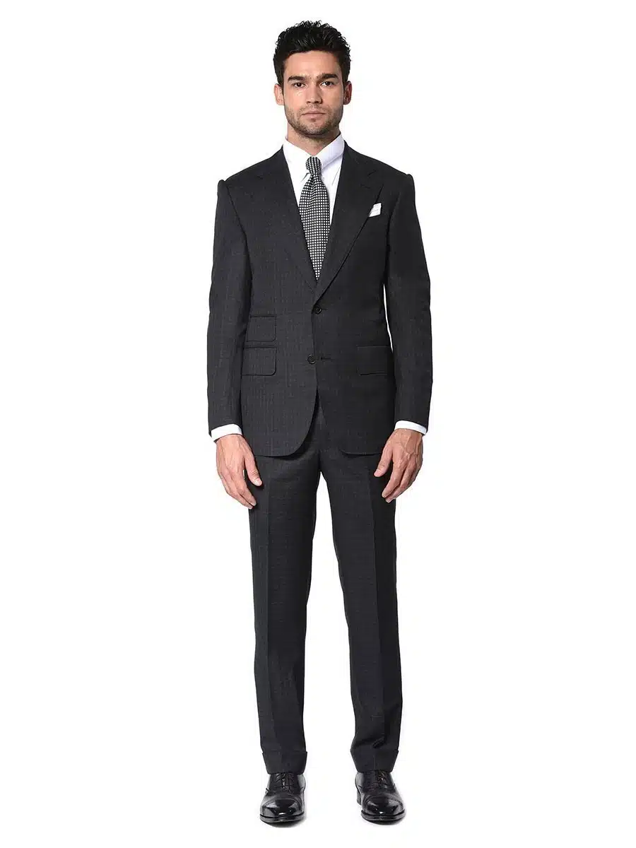 (product) Charcoal Gun Check Bespoke Suit