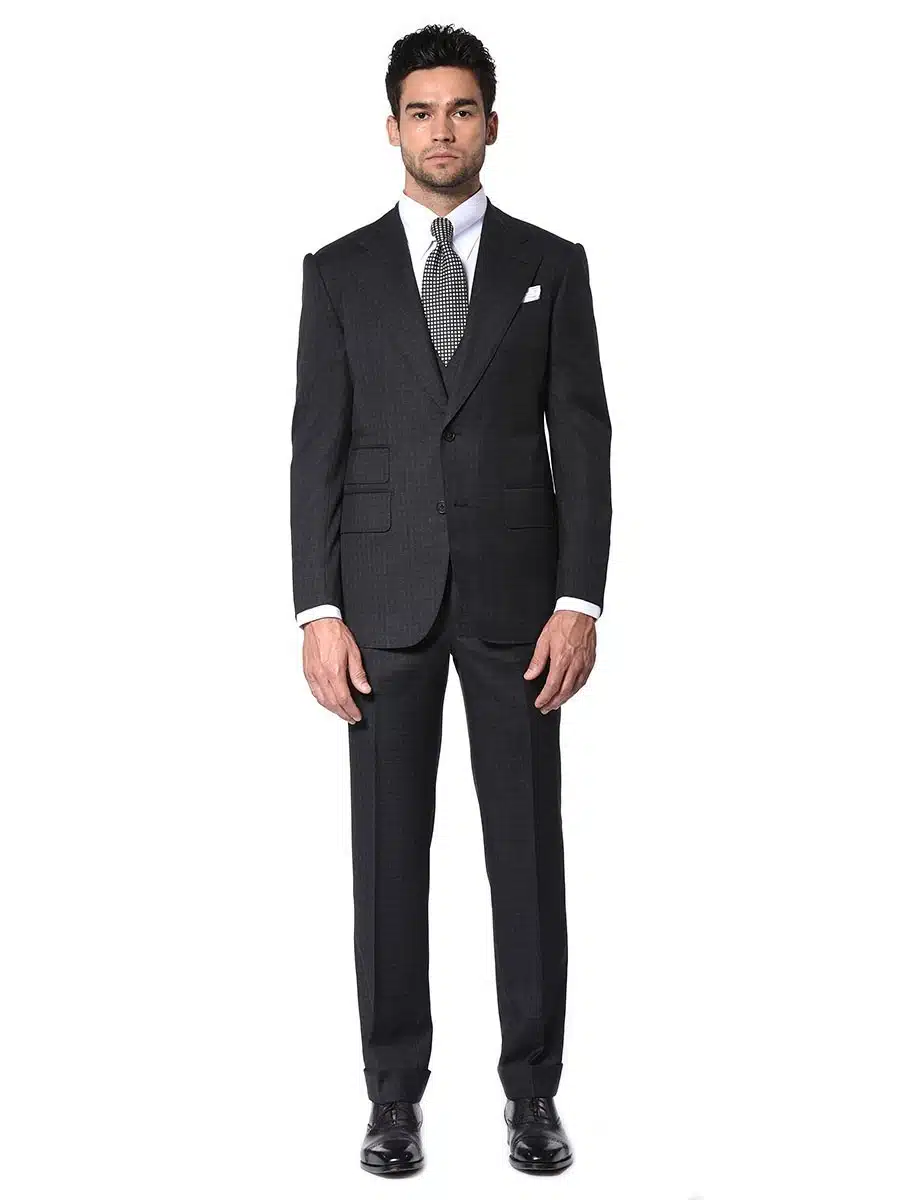 (product) Charcoal Gun Check Bespoke Suit