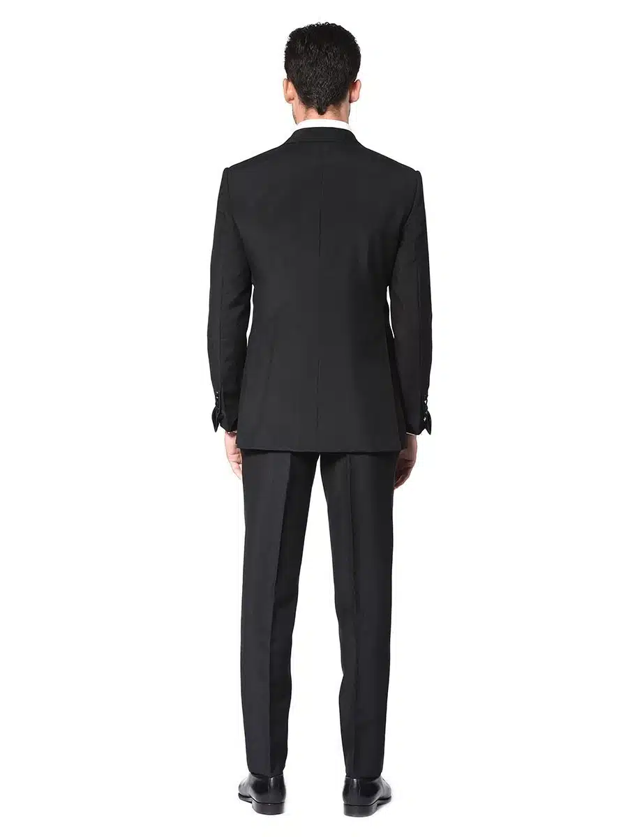 (product) Black Wool Mohair Bespoke Suit, back view