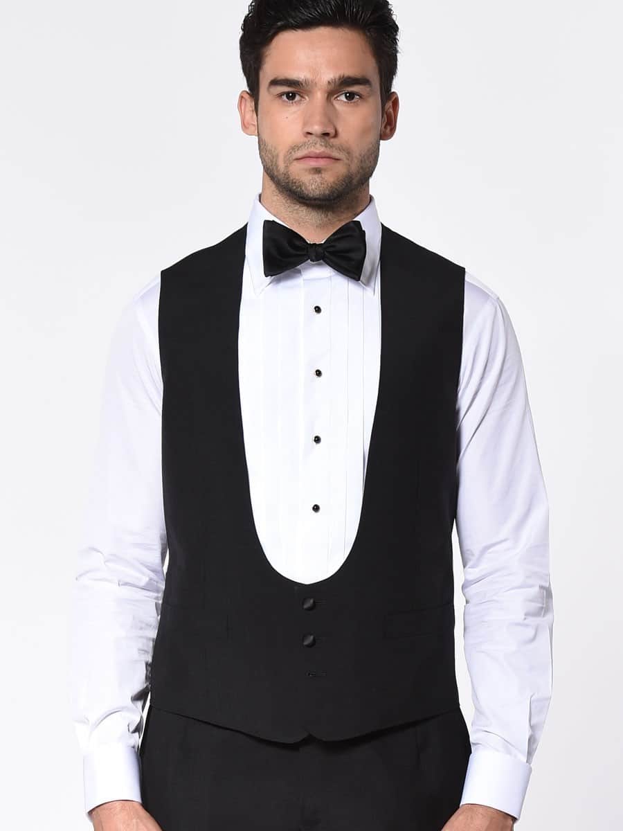 (product) Black Tonik Mohair Signature U-Front Formal Vest