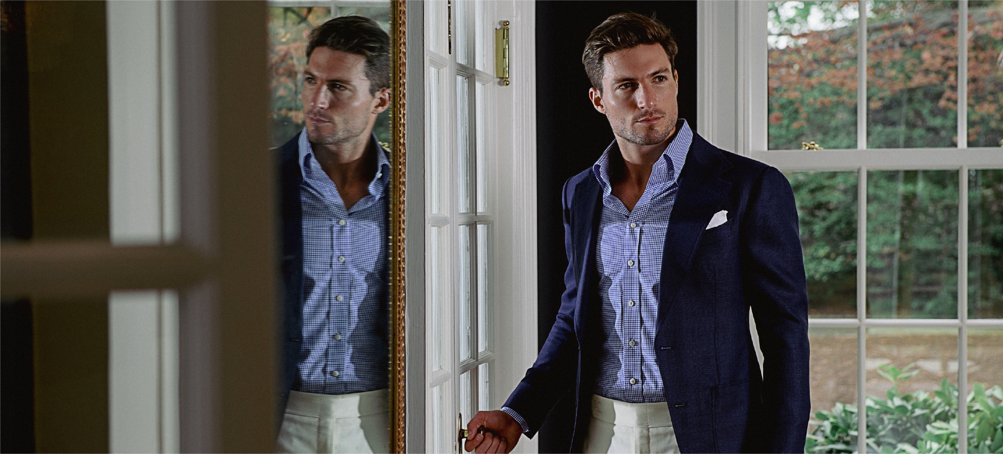 Mens Banner Blue Blazer White Pants