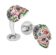 (product) Sweet Yorick Cufflinks, detailed view of colorful skull design