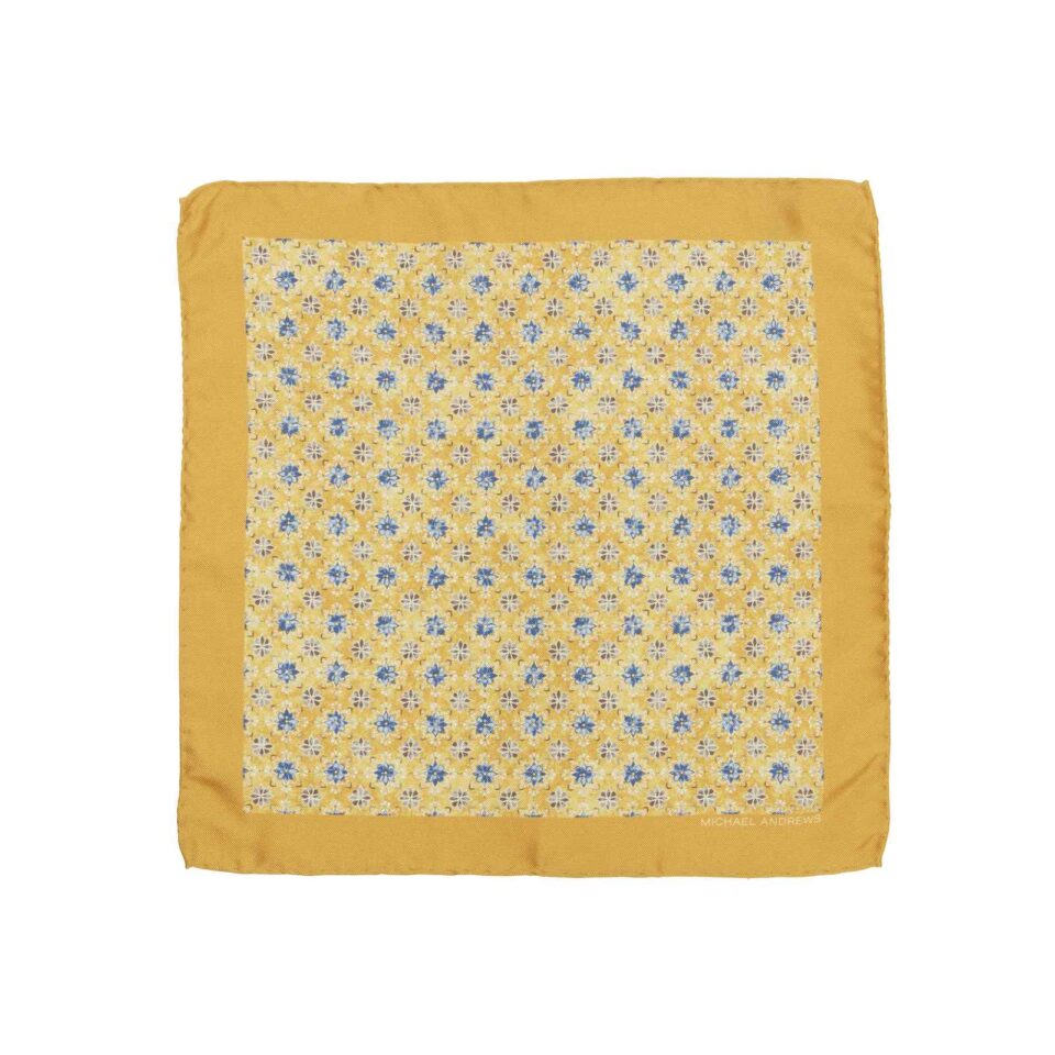 (product) Yellow Kaleidoscope Medallion Pocket Square