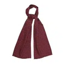 Burgundy Silk Scarf with White Dots
