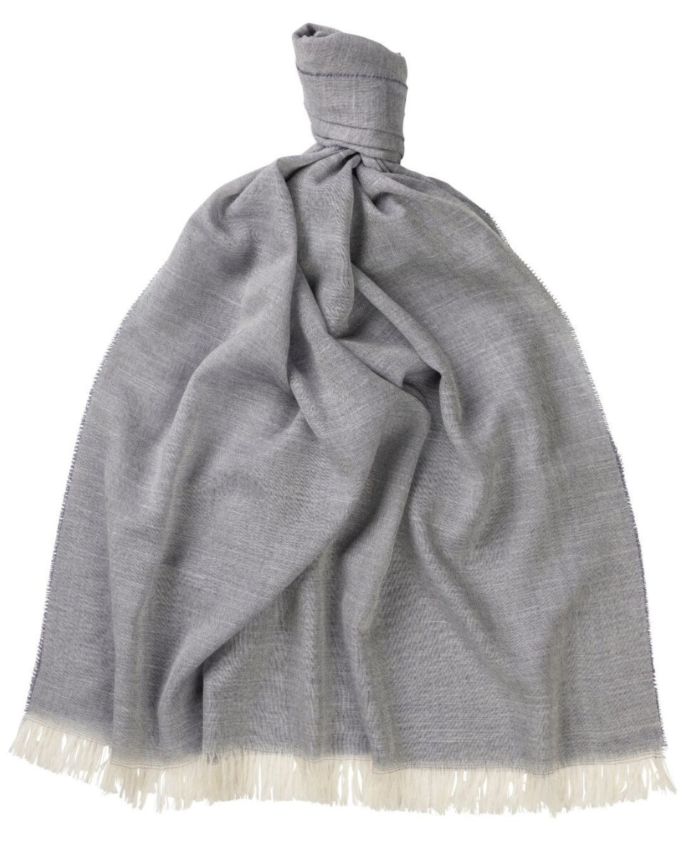 (product) Blue The Whitby Cashmere Lightweight Stole, Knotted