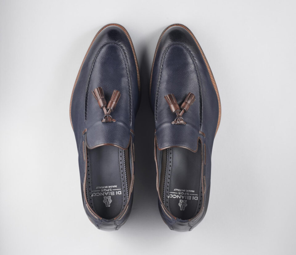 (product) Napoli Navy Loafer, Top view of the pair