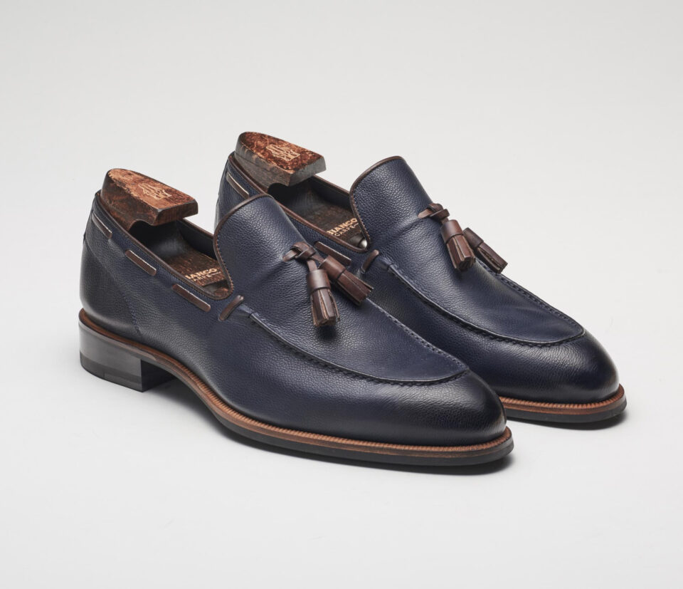 (product) Napoli Navy Loafer, Front view of the pair