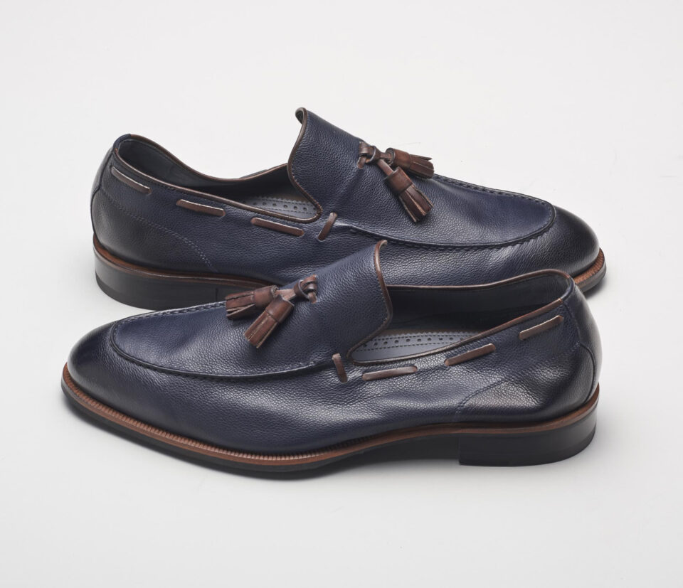 (product) Napoli Navy Loafer, Angled pair view