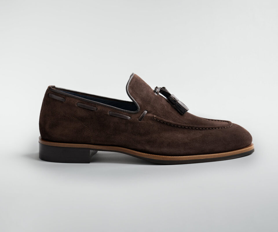 (product) Napoli Bear Suede Loafer, Single shoe side view