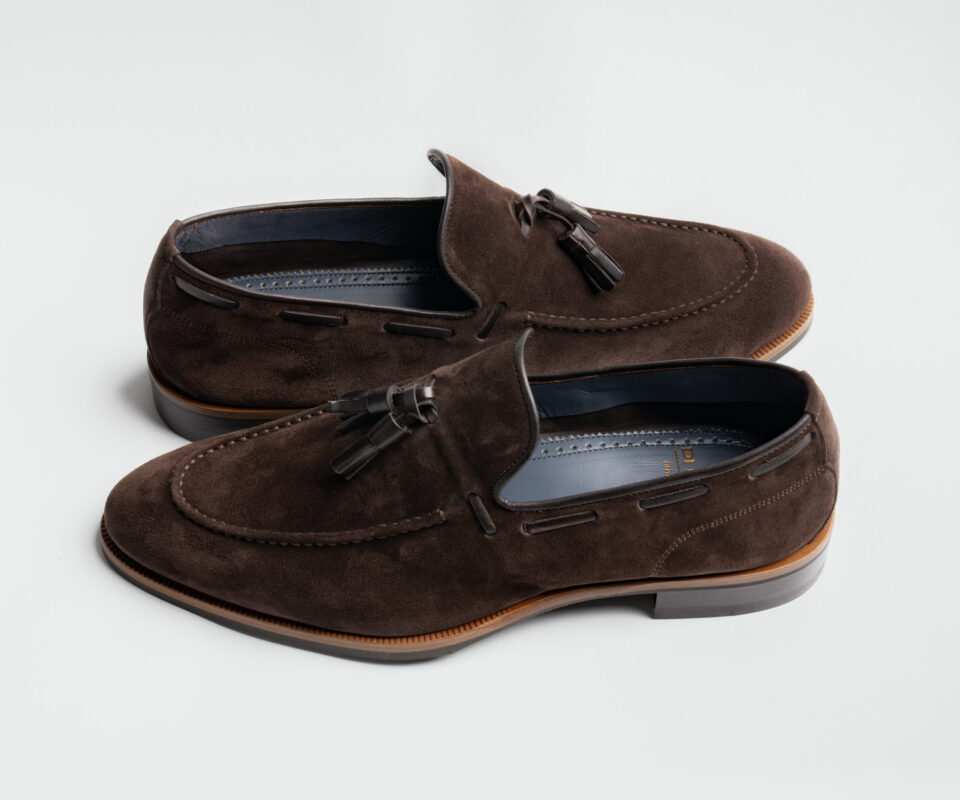 (product) Napoli Bear Suede Loafer, Angled pair view
