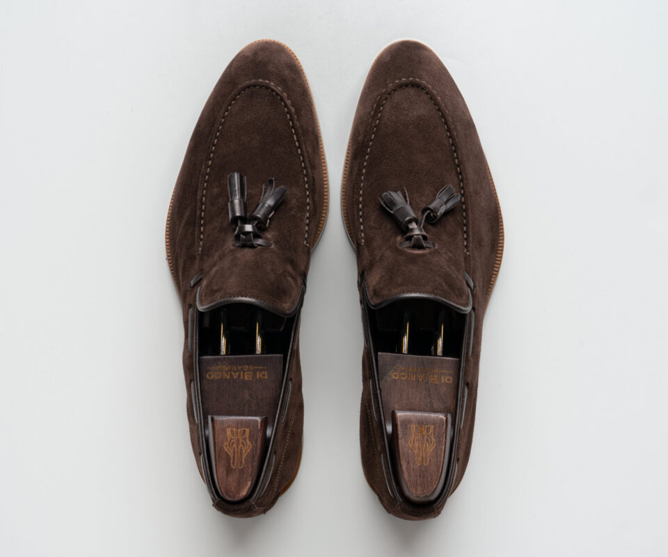 (product) Napoli Bear Suede Loafer, Top view of the pair
