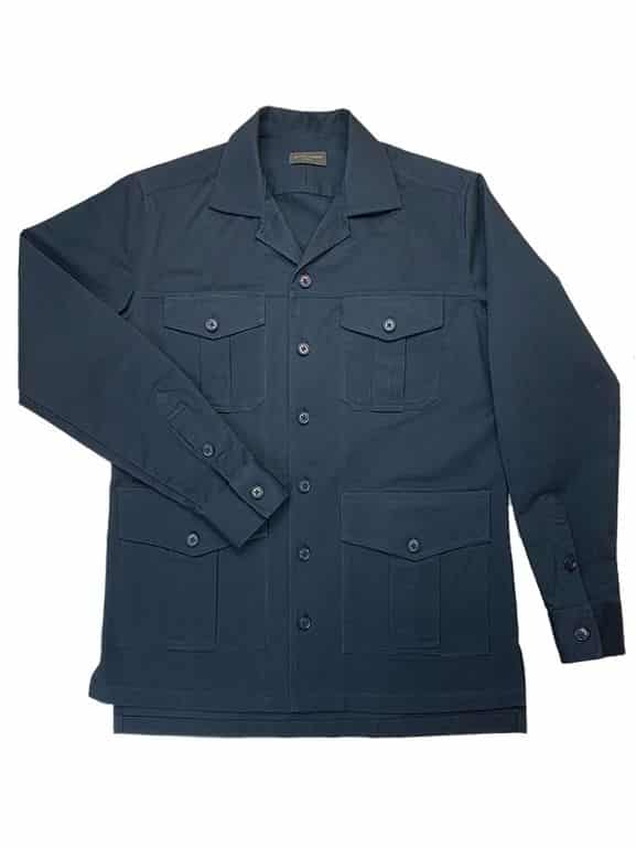 (product) Navy Blue Heavy Duty Cotton Safari Shirt Jacket