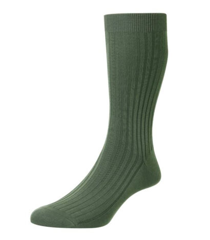 (product) Pantherella Danvers Mid-Calf Cotton Socks - Sage Green