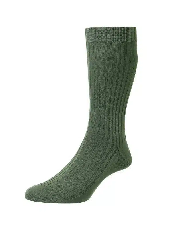 (product) Pantherella Danvers Mid-Calf Cotton Socks - Sage Green