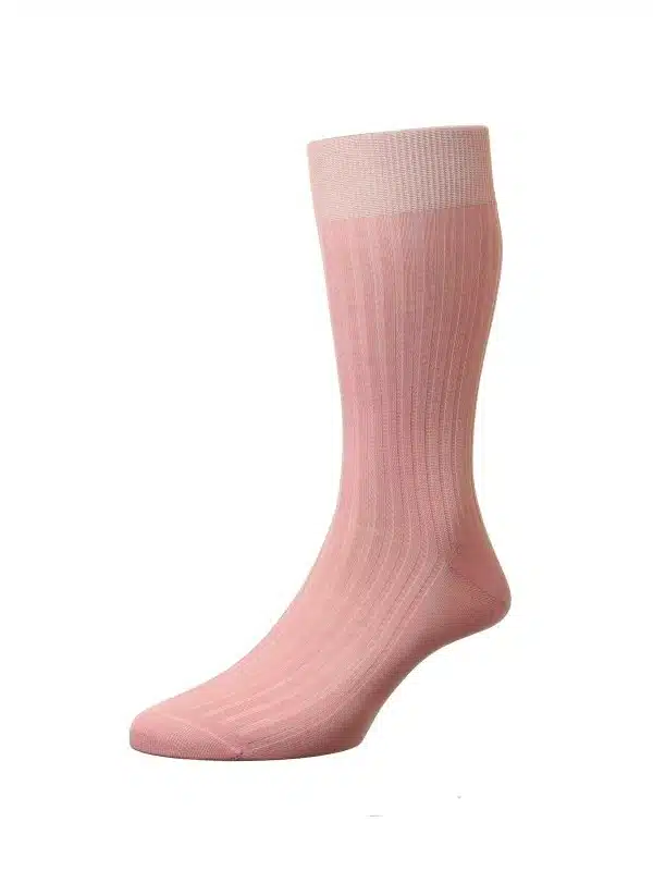 (product) Pantherella Danvers Mid-Calf Cotton Socks - Dusky Pink