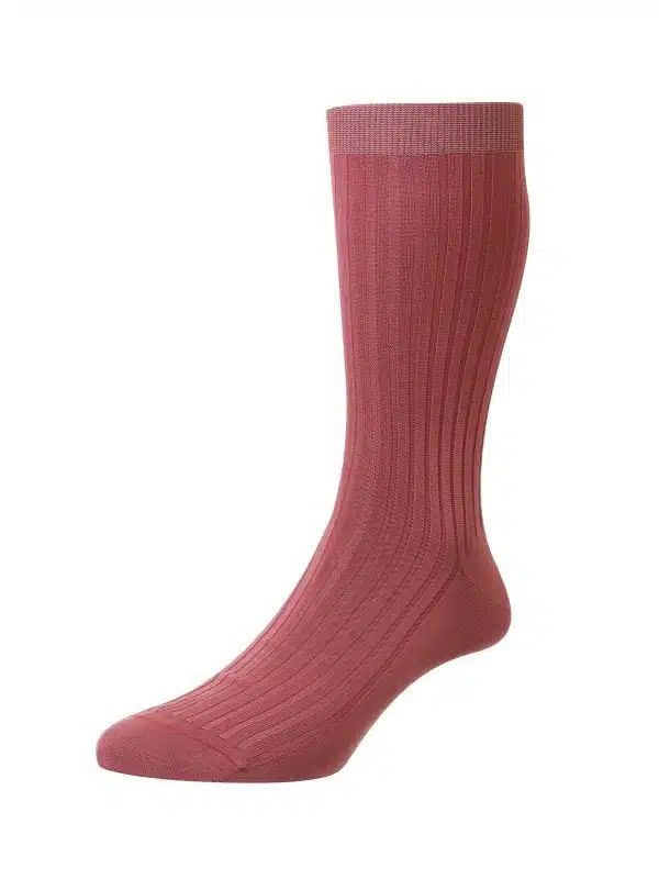 (product) Pantherella Danvers Mid-Calf Cotton Socks - Rose Pink