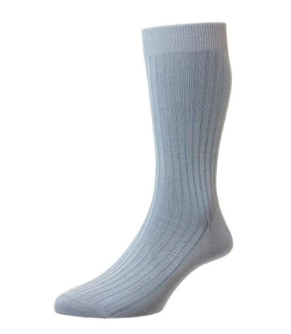 (product) Pantherella Danvers Mid-Calf Cotton Socks - Sky Blue