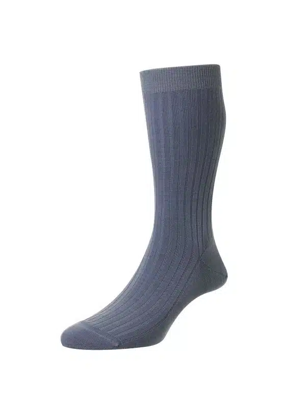 (product) Pantherella Laburnum Mid-Calf Wool Socks - Blue Mist