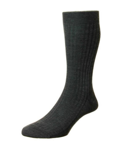 (product) Pantherella Laburnum Mid-Calf Wool Socks - Charcoal