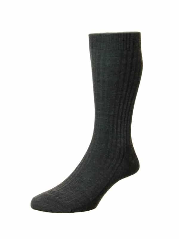 (product) Pantherella Laburnum Mid-Calf Wool Socks - Charcoal