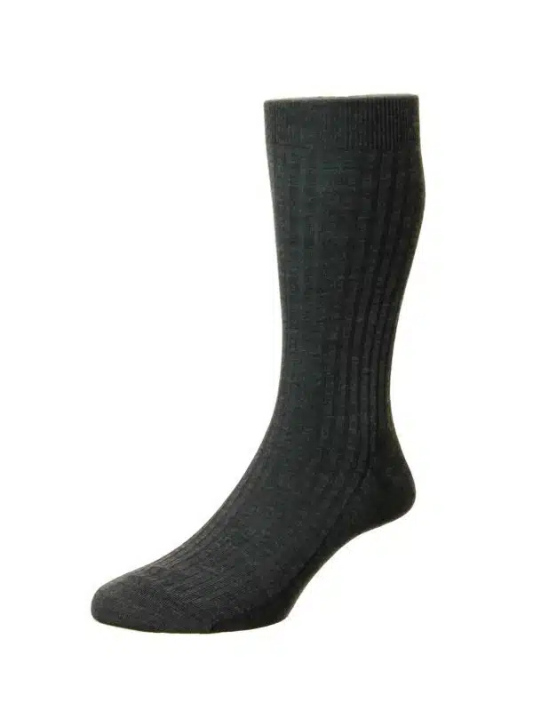 (product) Pantherella Laburnum Mid-Calf Wool Socks - Charcoal