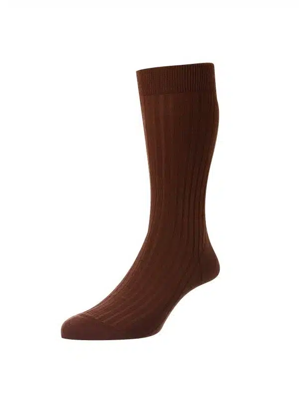 (product) Pantherella Laburnum Mid-Calf Wool Socks - Conker