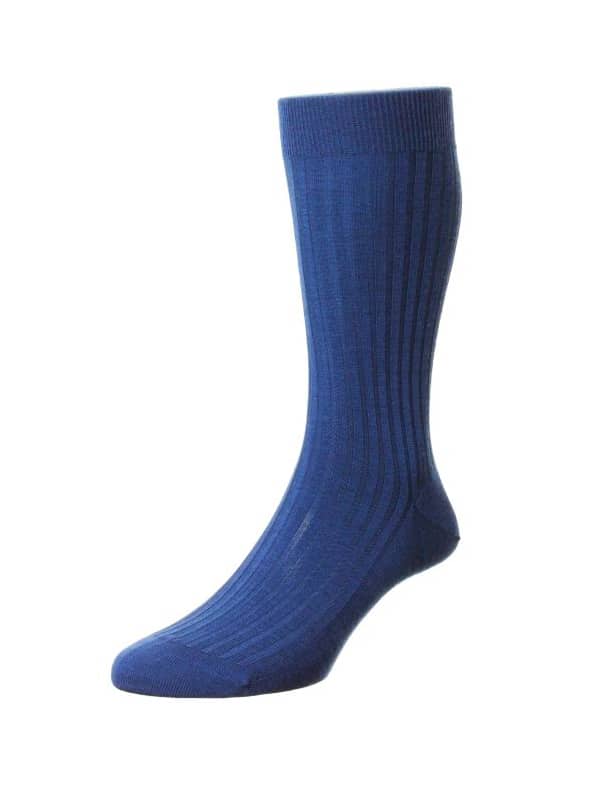 (product) Pantherella Laburnum Mid-Calf Wool Socks - Dark Blue