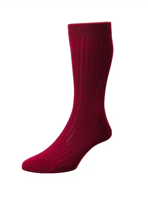 (product) Pantherella Laburnum Mid-Calf Wool Socks - Wine