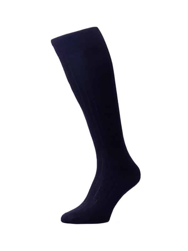 (product) Pantherella Asberley Over-the-Calf Formal Silk Socks - Navy