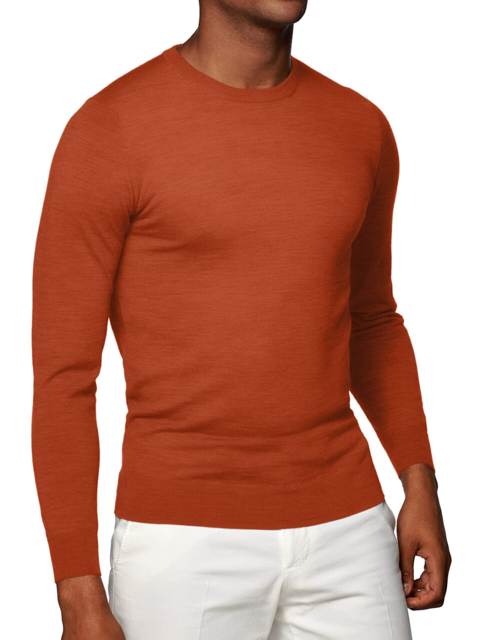 (product) Rust Merino Wool Crew Neck Sweater