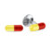 (product) The Happy Pill Cufflinks, red and yellow capsule design