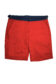 Red Swim Shorts with Navy Waistband, full view