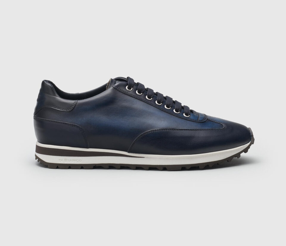(product) Trieste Navy Dress Sneaker, Single shoe side view