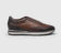 (product) Trieste Brown Leather Dress Sneakers, Single shoe side view