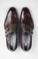 (product) Novara Nero Fondente Monk Strap, Top view of the pair