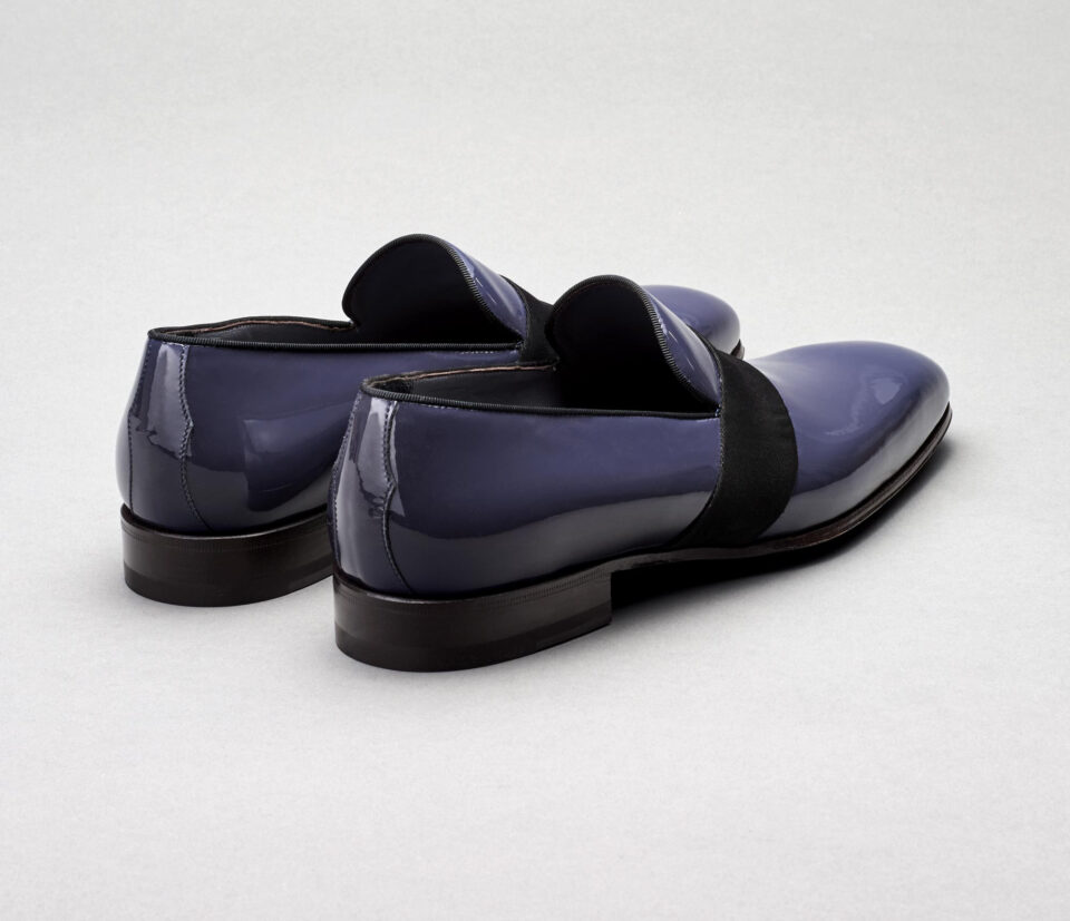 (product) Andria Navy Formal Shoe, Angled pair view
