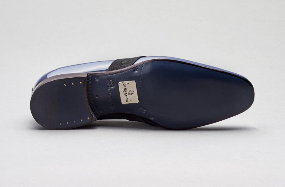 (product) Andria Navy Formal Shoe, Sole view