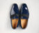 (product) Catania Navy Patent Formal Loafer, Top view of the pair