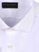 (product) White Poplin Spread Collar Shirt, close-up view of the collar