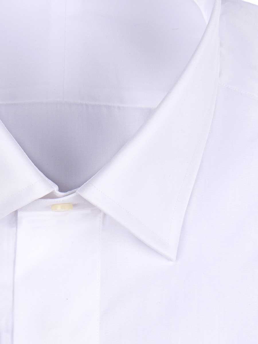 (product) White Poplin Fly Front Traditional Collar Formal Shirt