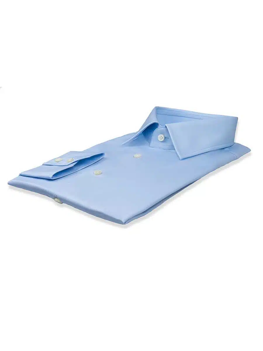 (product) Light Blue Poplin Classic Collar Shirt, folded and displayed flat